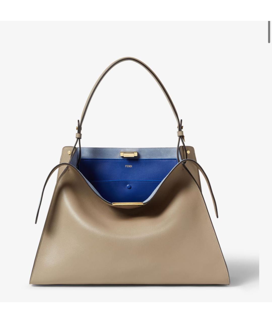 FENDI Бежевая кожаная сумка через плечо, фото 3