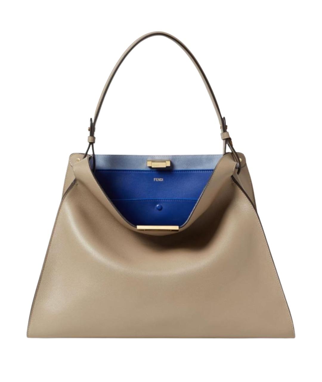 FENDI Бежевая кожаная сумка через плечо, фото 1