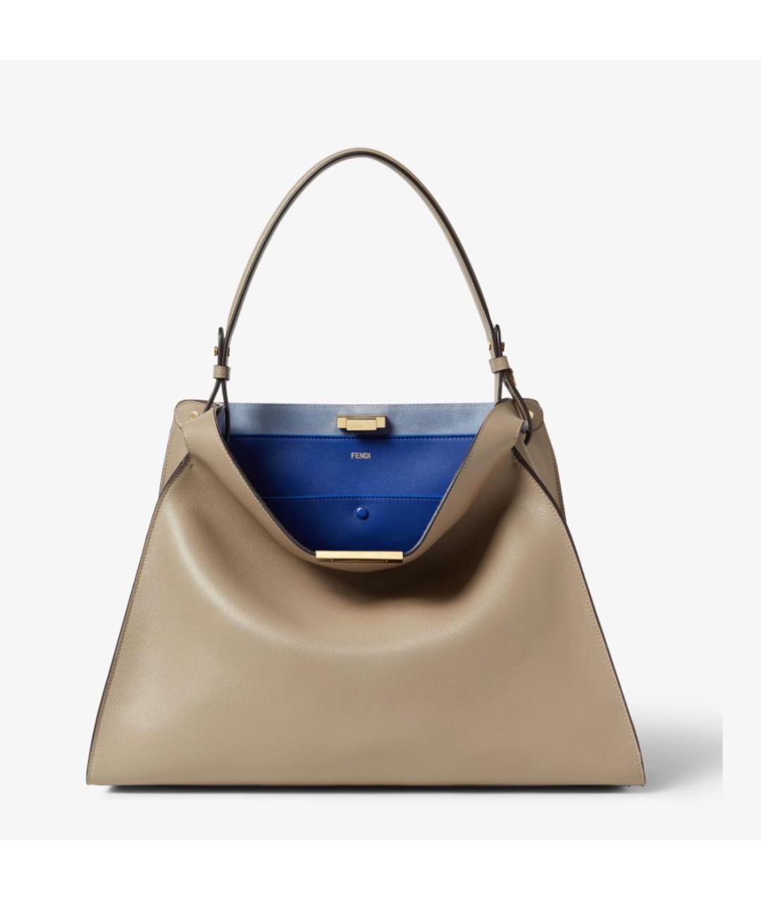 FENDI Бежевая кожаная сумка через плечо, фото 9