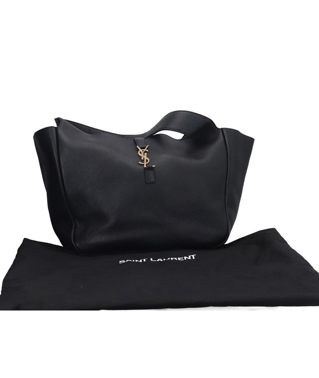 SAINT LAURENT Черная кожаная сумка тоут, фото 2