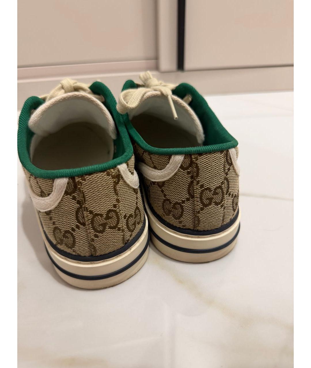 GUCCI Коричневые текстильные кеды, фото 4