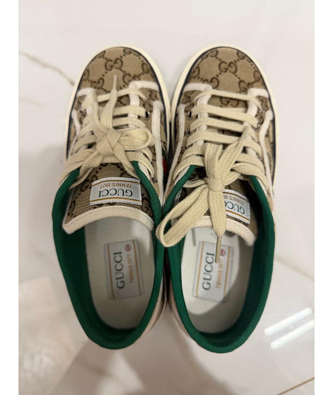 GUCCI Коричневые текстильные кеды, фото 3
