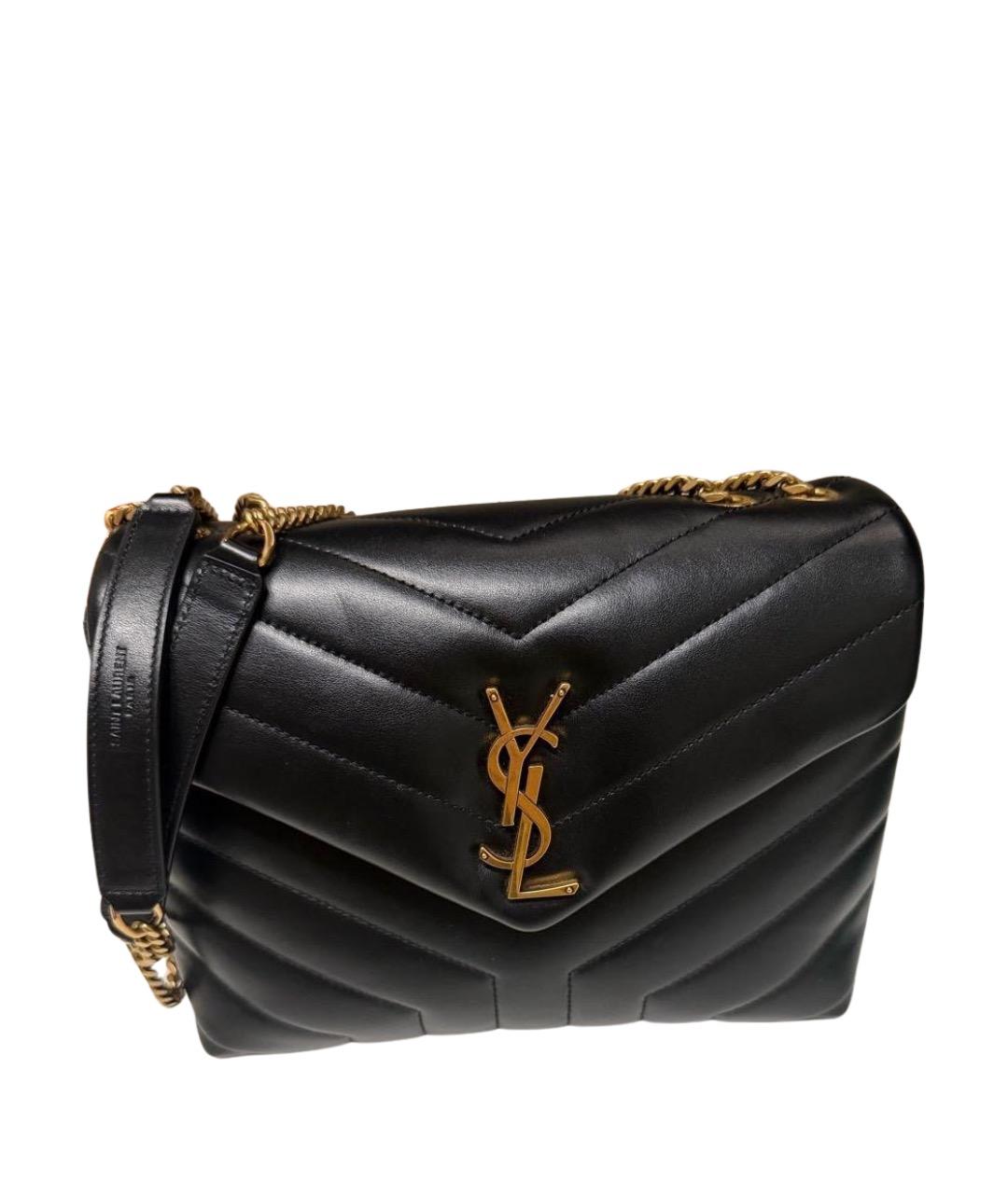 SAINT LAURENT Черная кожаная сумка через плечо, фото 1