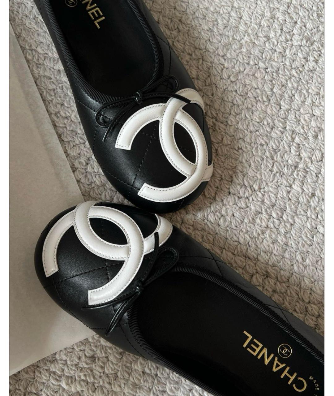 CHANEL Черные кожаные балетки, фото 5