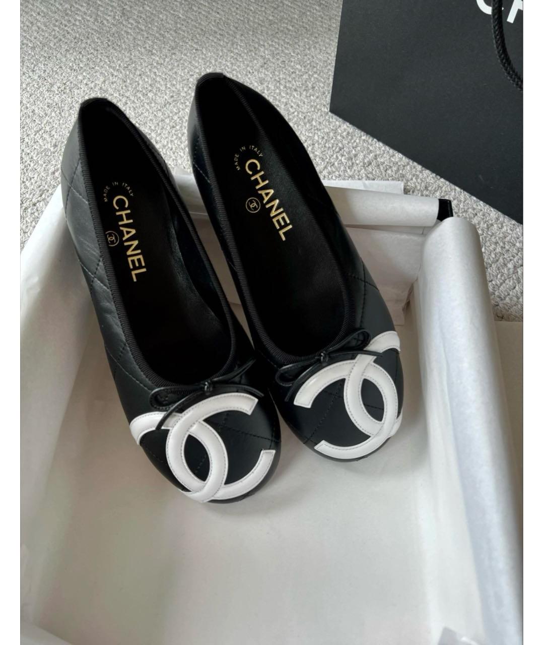 CHANEL Черные кожаные балетки, фото 2