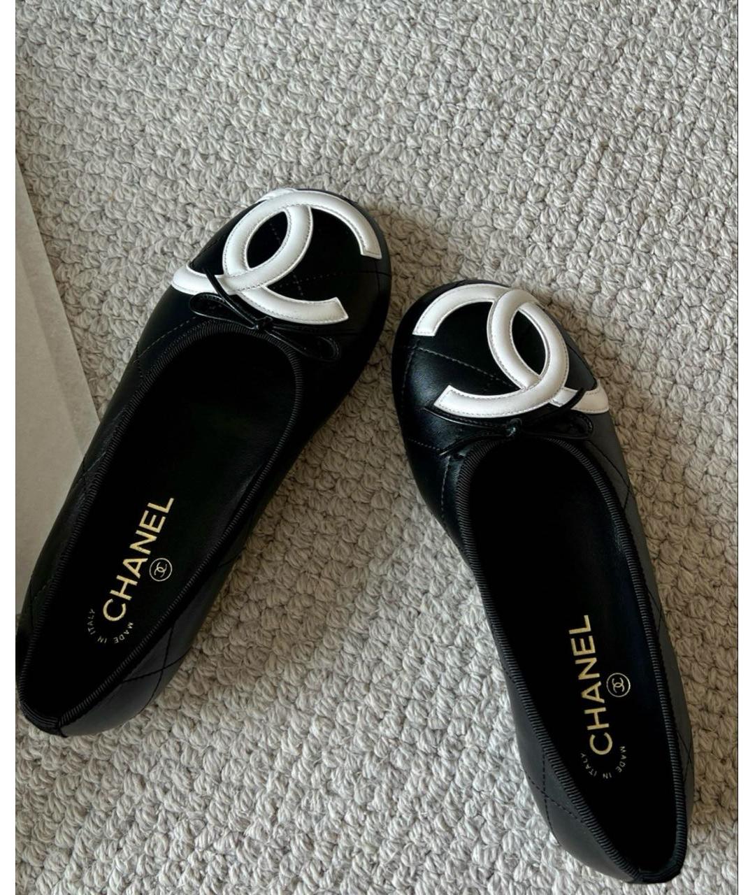 CHANEL Черные кожаные балетки, фото 4