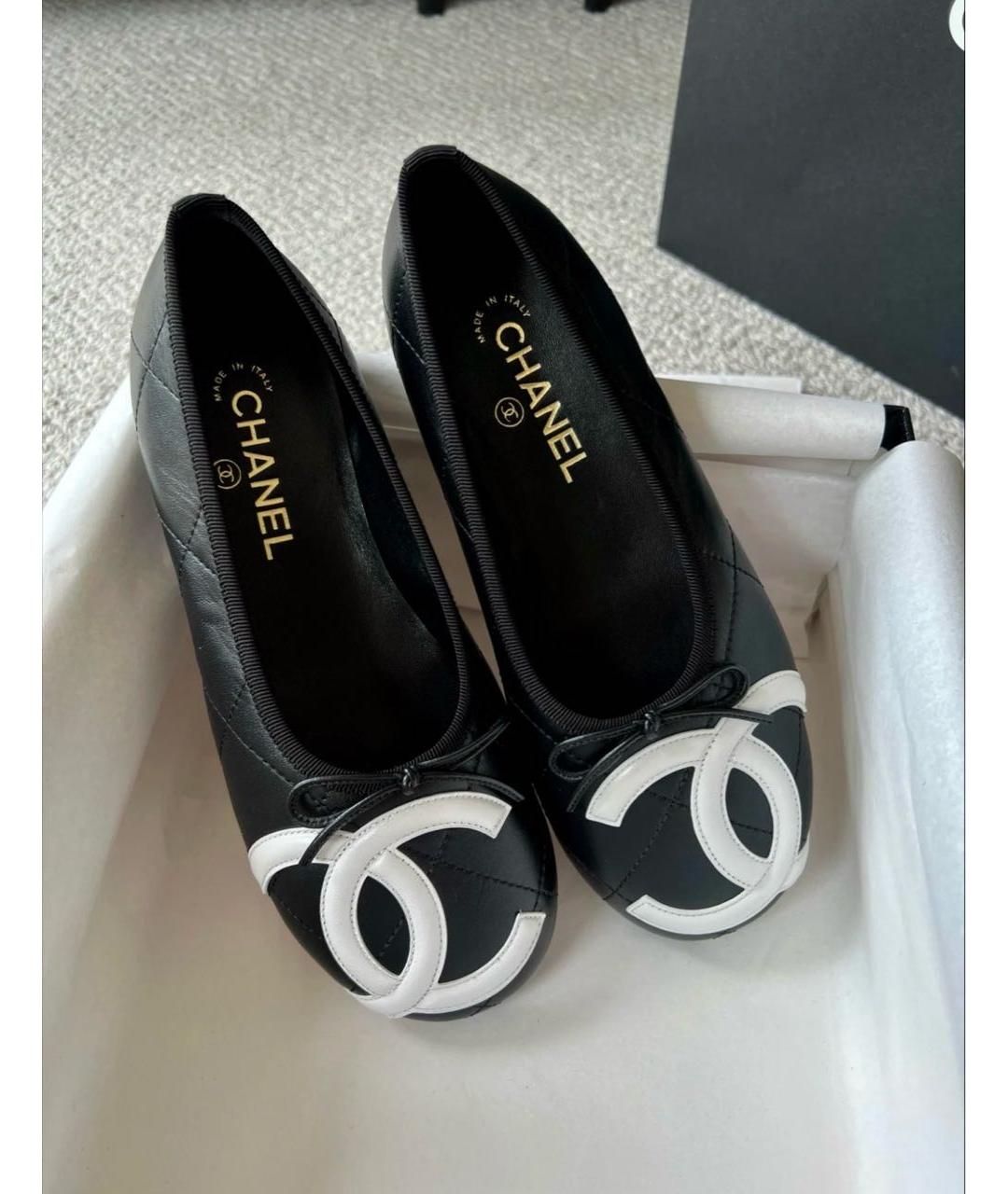 CHANEL Черные кожаные балетки, фото 3