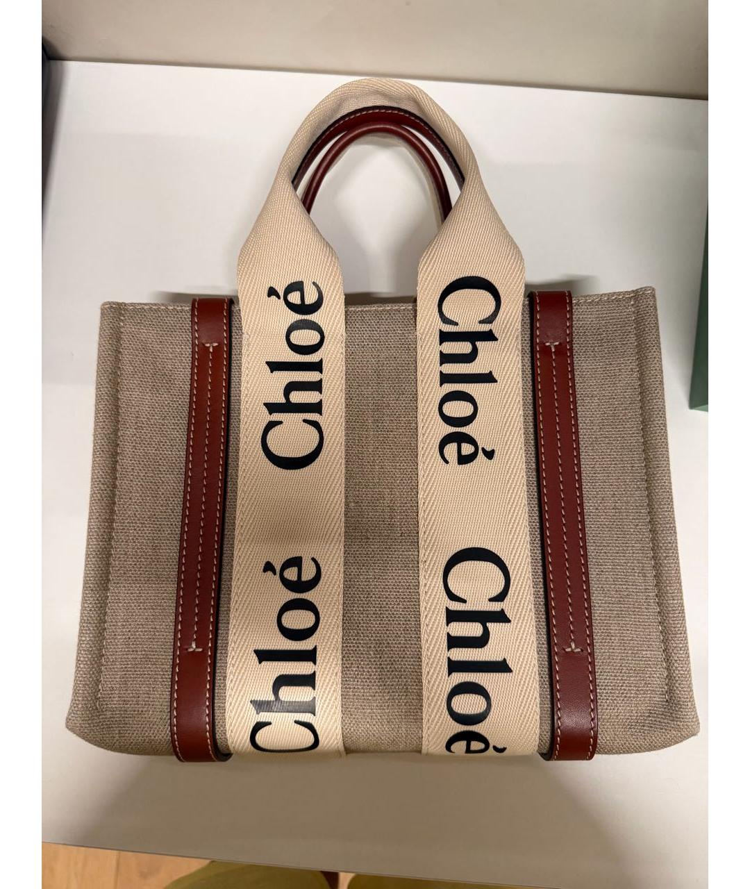 CHLOE Коричневая тканевая сумка тоут, фото 3