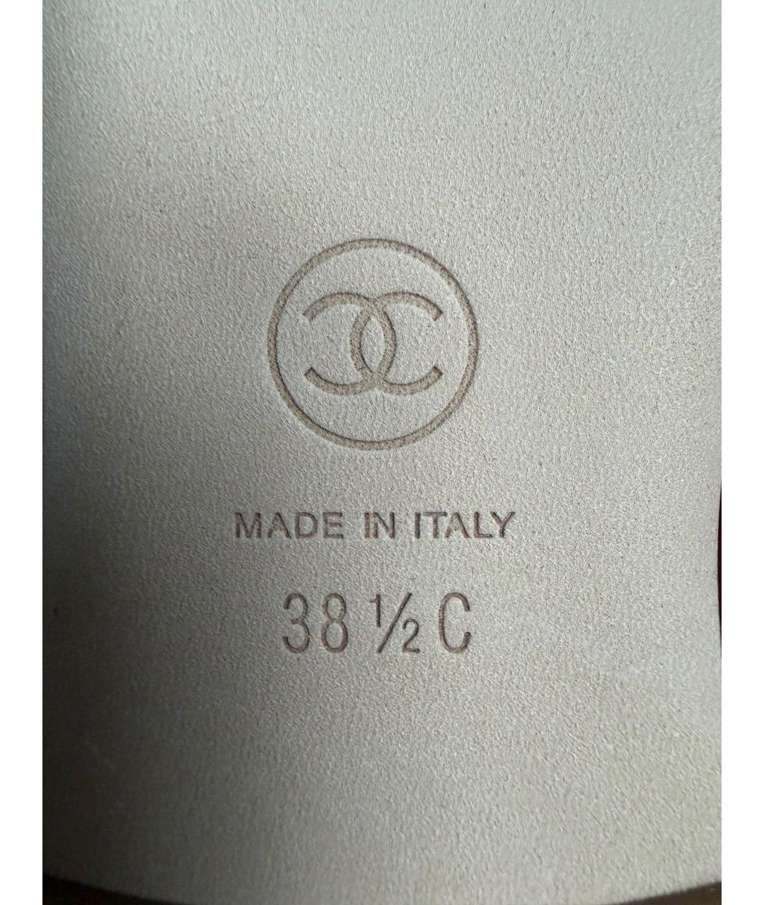 CHANEL Бордовые кожаные балетки, фото 5