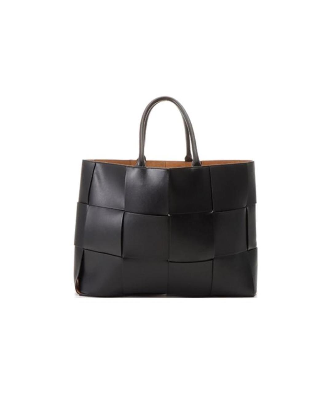 BOTTEGA VENETA Черная кожаная сумка тоут, фото 3