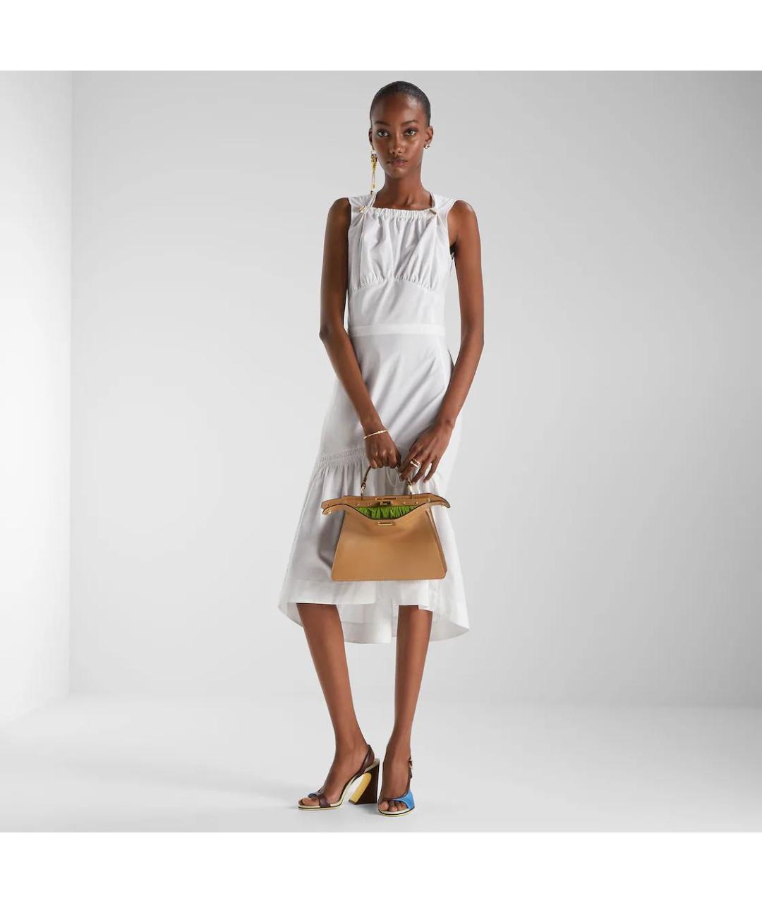 FENDI Белое хлопковое повседневное платье, фото 2