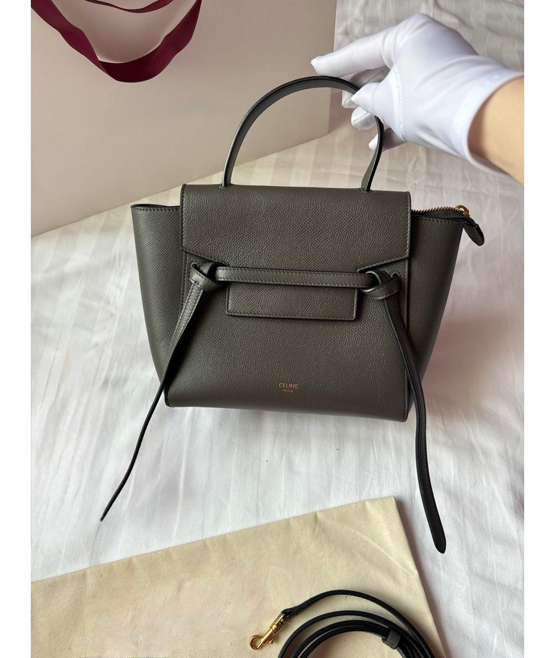 CELINE Серая кожаная сумка тоут, фото 3