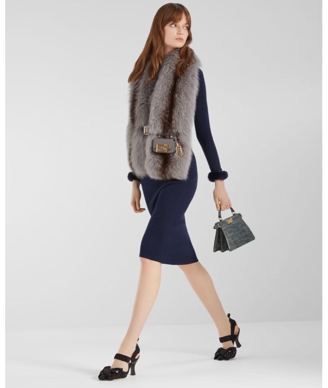 FENDI Темно-синее шерстяное повседневное платье, фото 2
