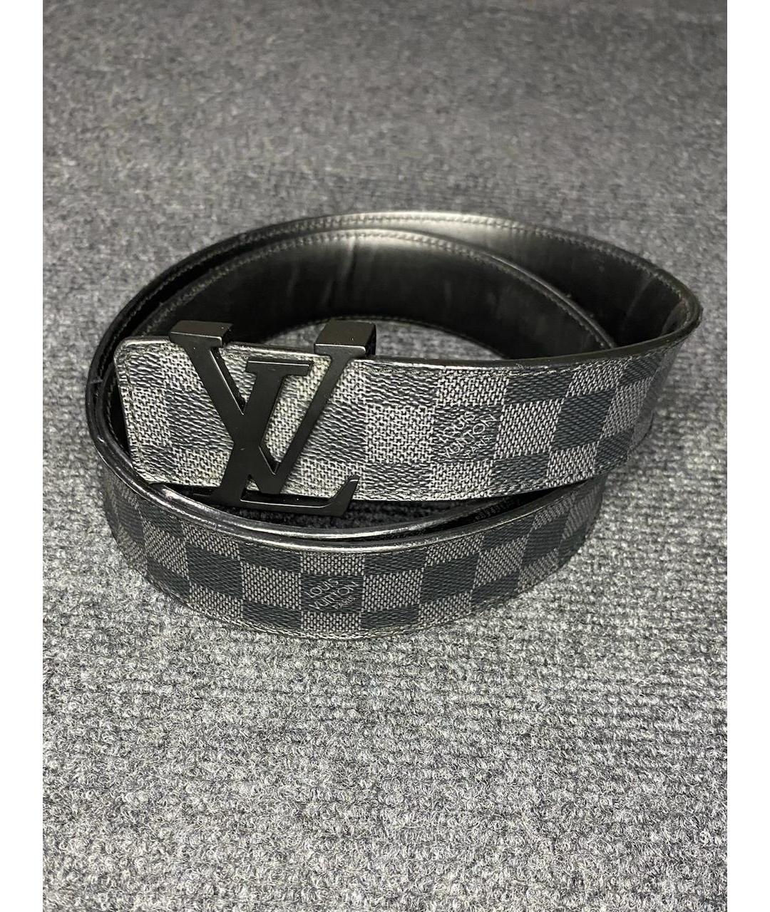 LOUIS VUITTON Черный кожаный ремень, фото 7
