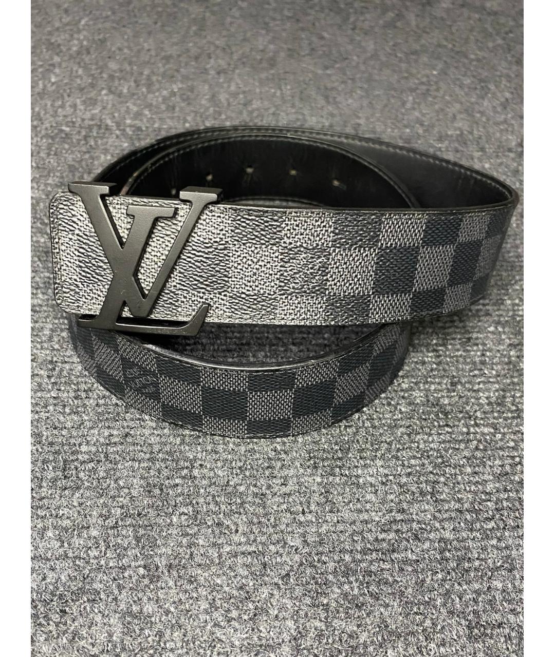LOUIS VUITTON Черный кожаный ремень, фото 2