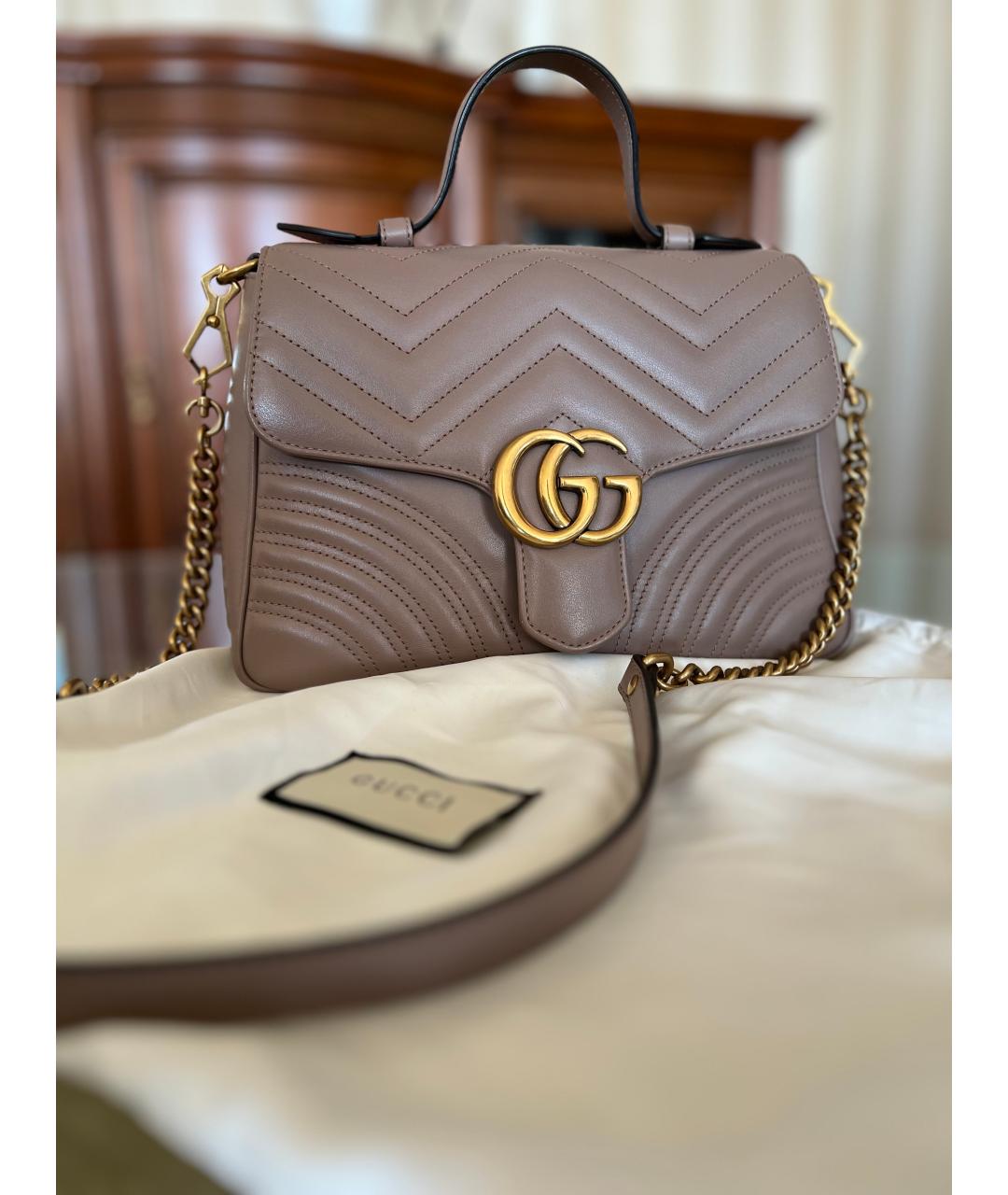 GUCCI Бежевая кожаная сумка через плечо, фото 7