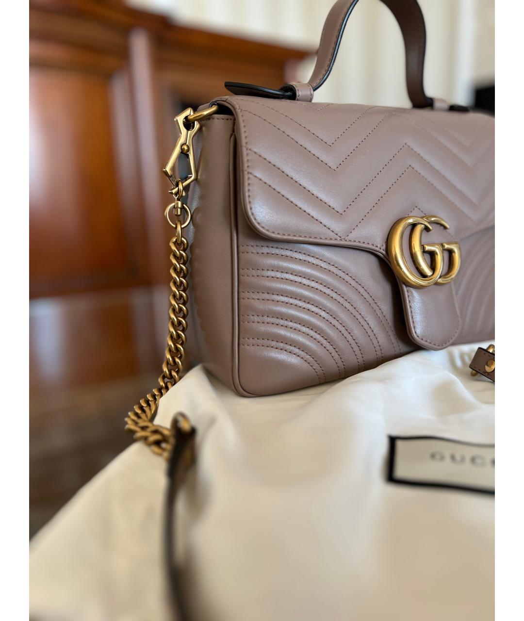 GUCCI Бежевая кожаная сумка через плечо, фото 2