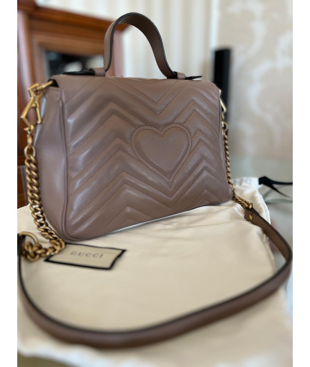 GUCCI Бежевая кожаная сумка через плечо, фото 3