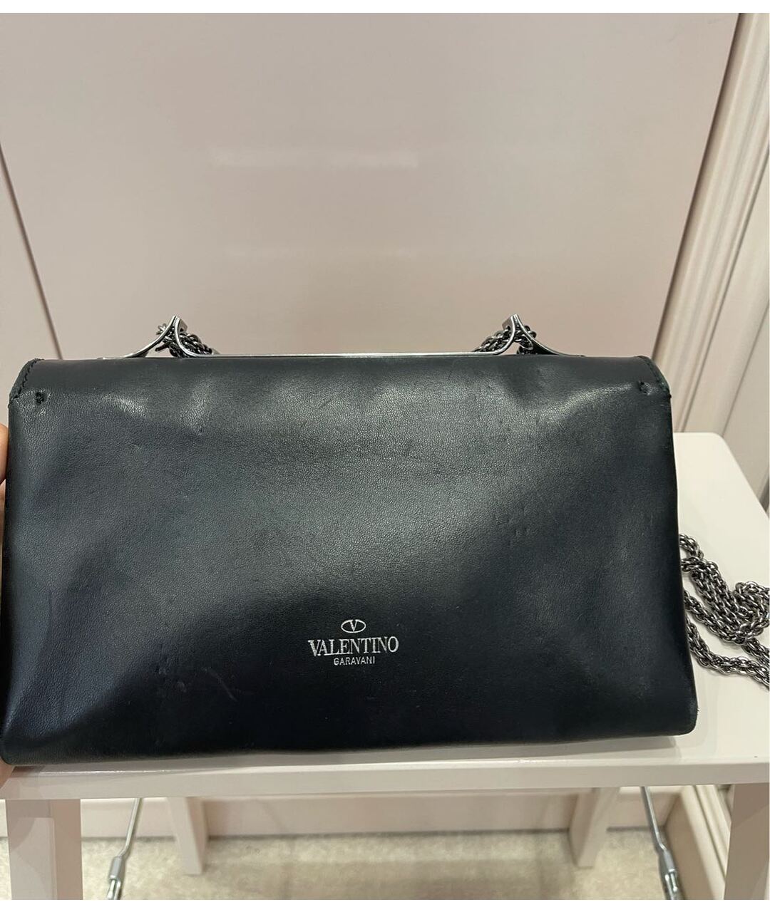 VALENTINO Черная кожаная сумка тоут, фото 2