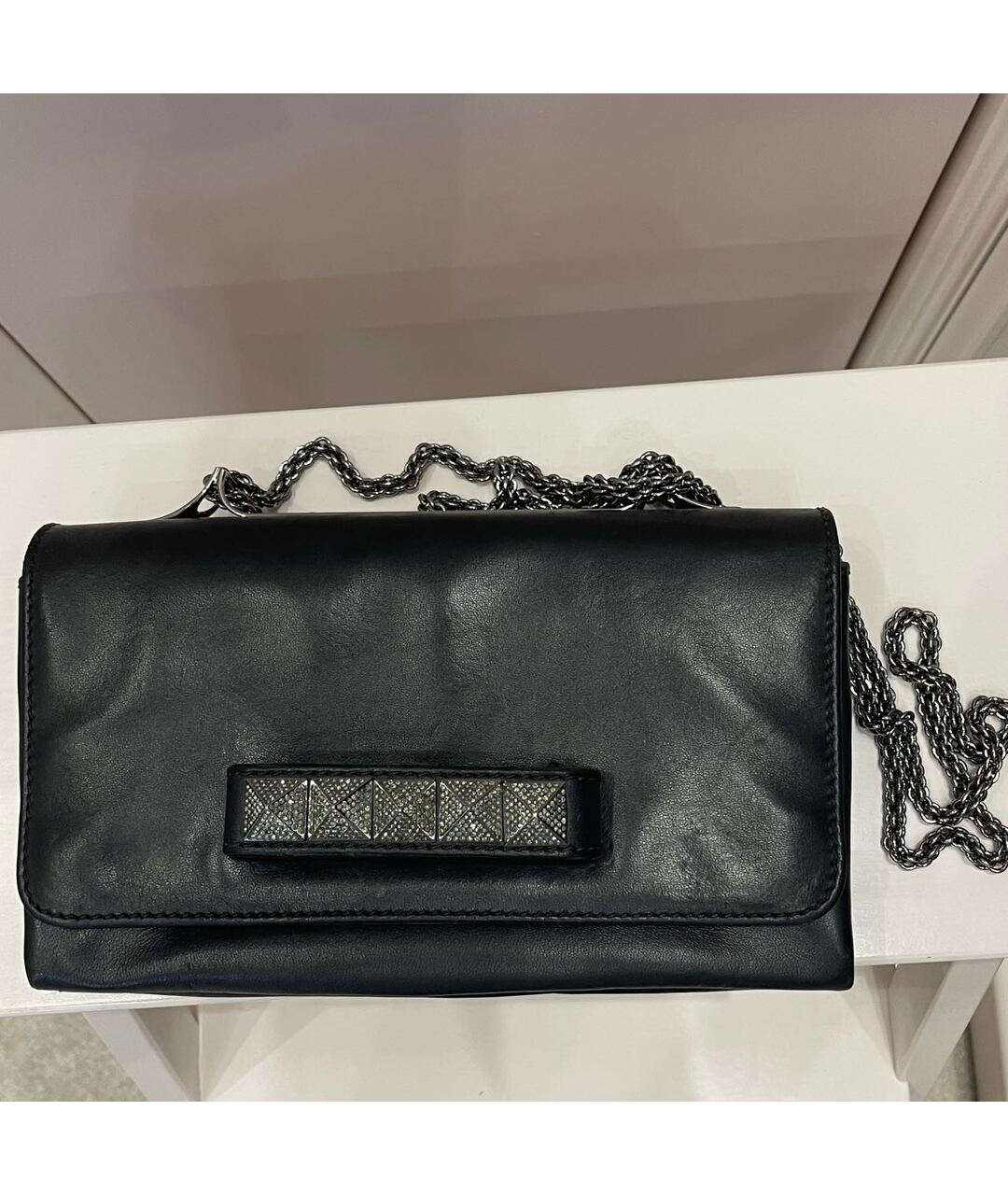 VALENTINO Черная кожаная сумка тоут, фото 5