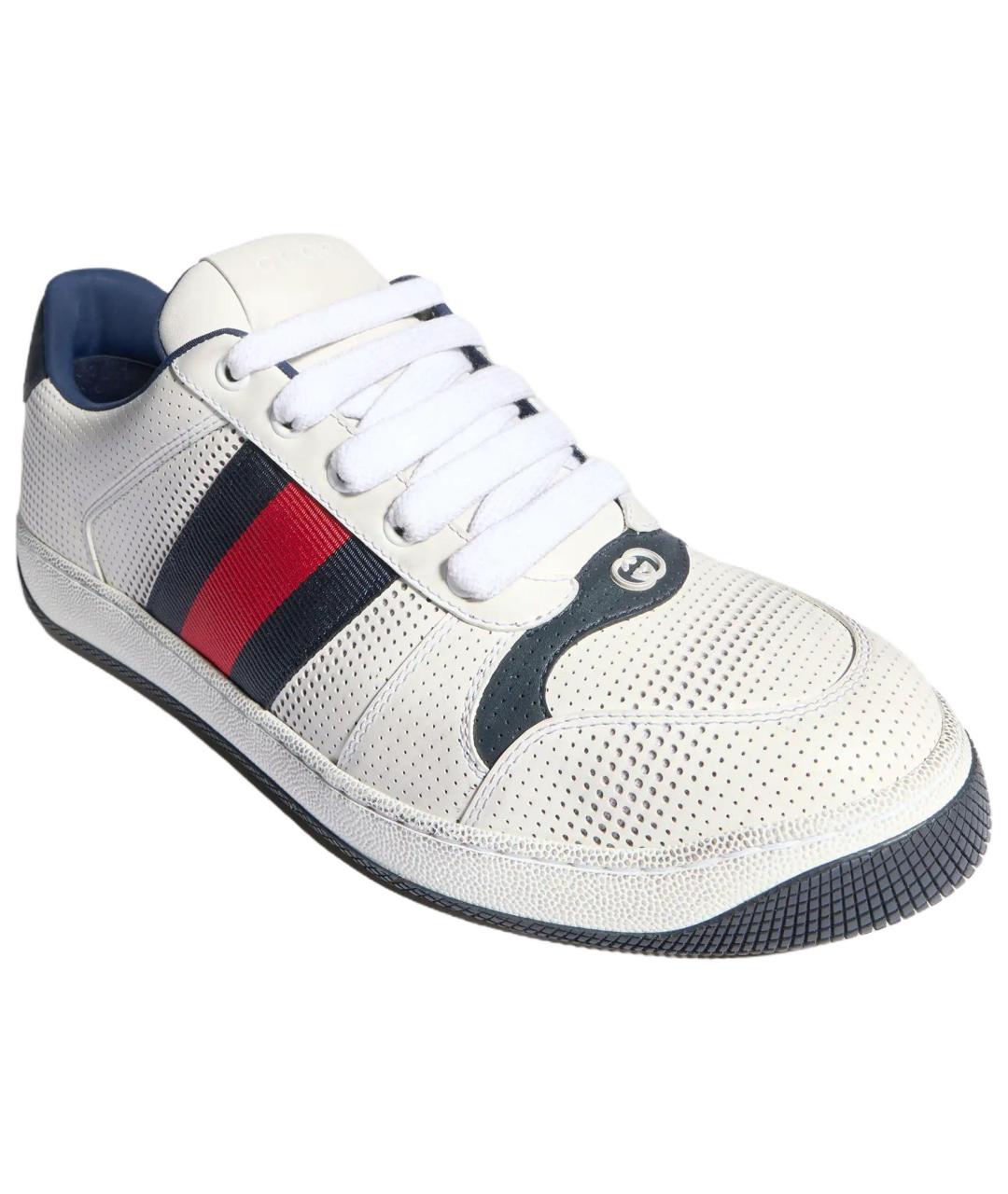 GUCCI Белые кожаные низкие кроссовки / кеды, фото 3