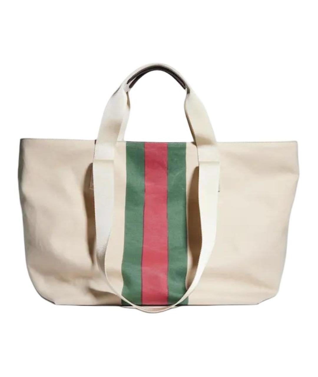 GUCCI Бежевая тканевая сумка тоут, фото 4