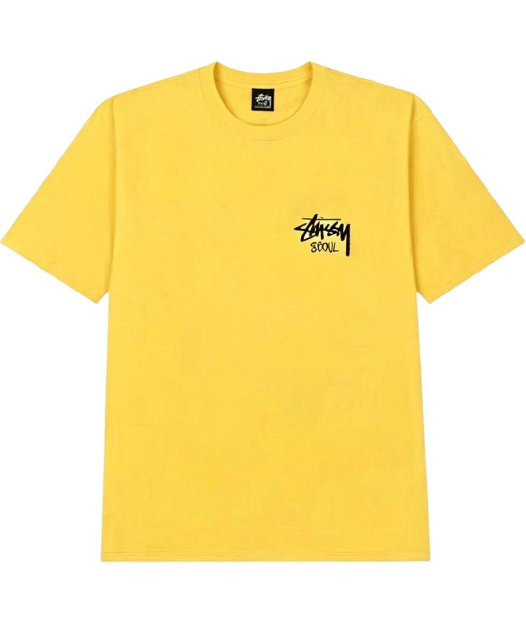 STUSSY Желтая хлопковая футболка, фото 1