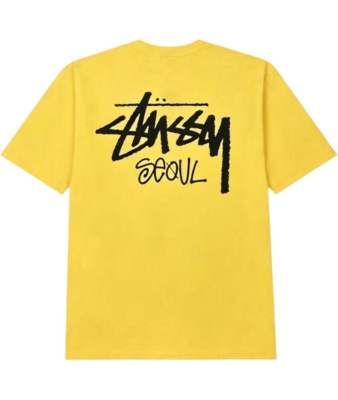 STUSSY Желтая хлопковая футболка, фото 2