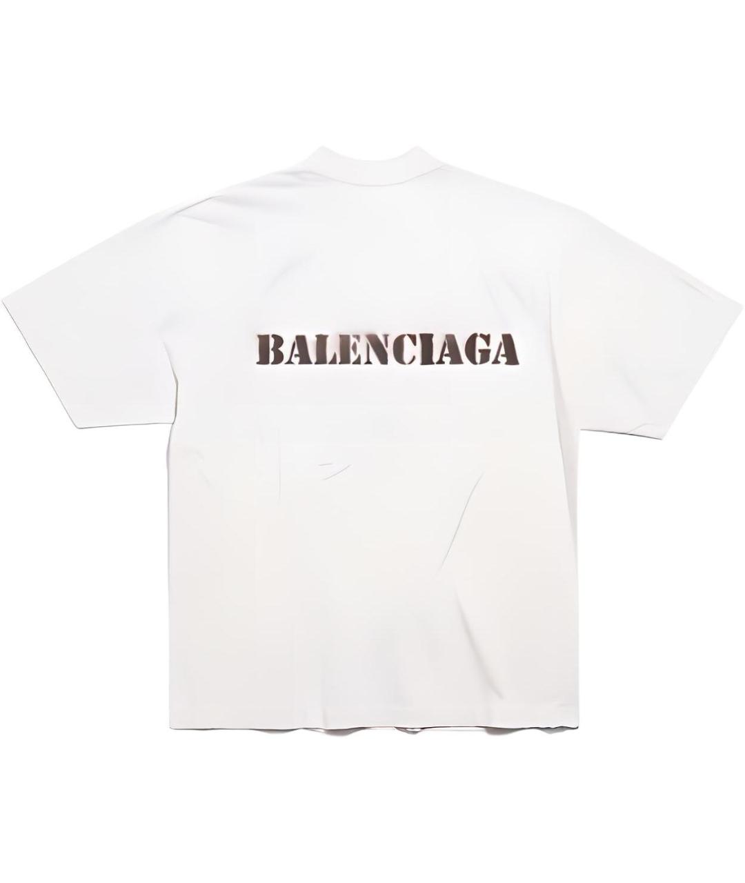 BALENCIAGA Белая хлопковая футболка, фото 2