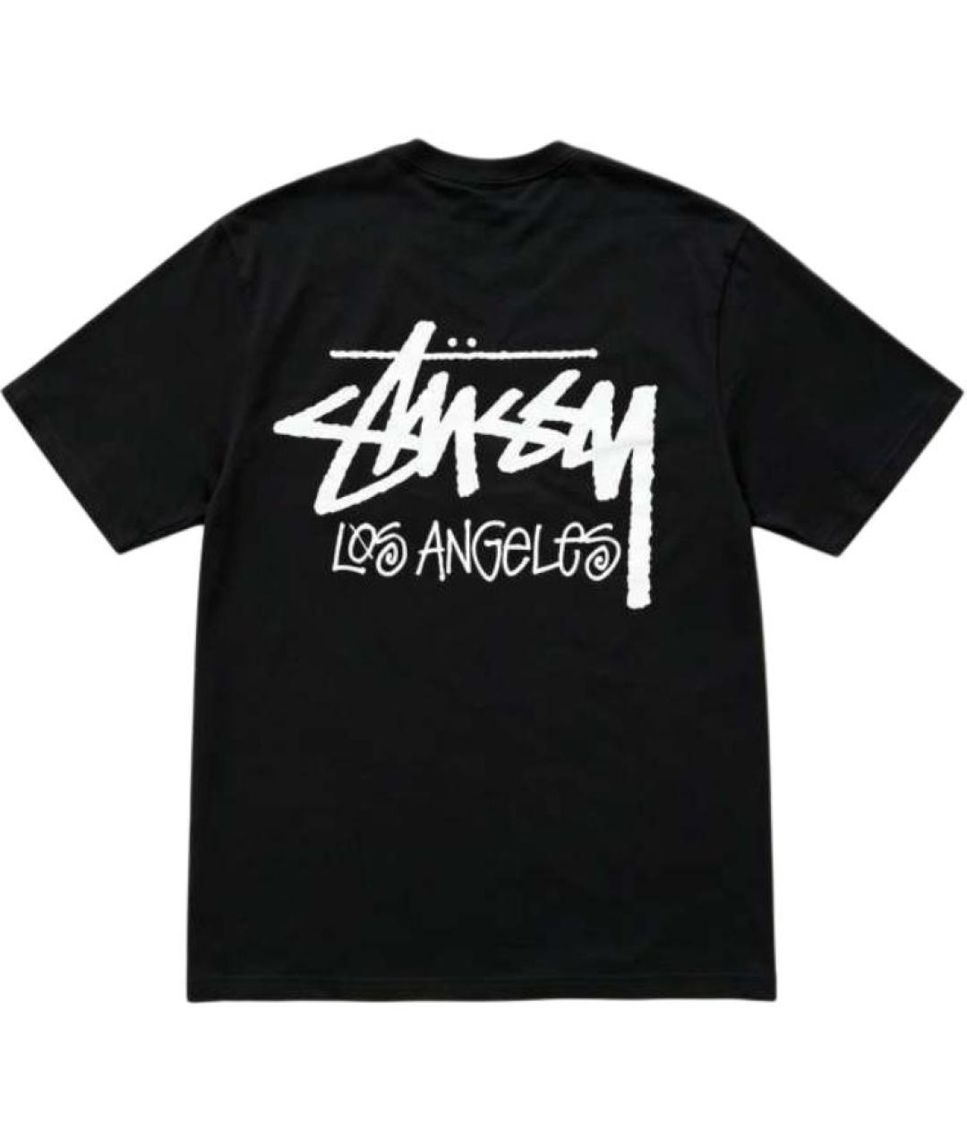 STUSSY Черная хлопковая футболка, фото 2