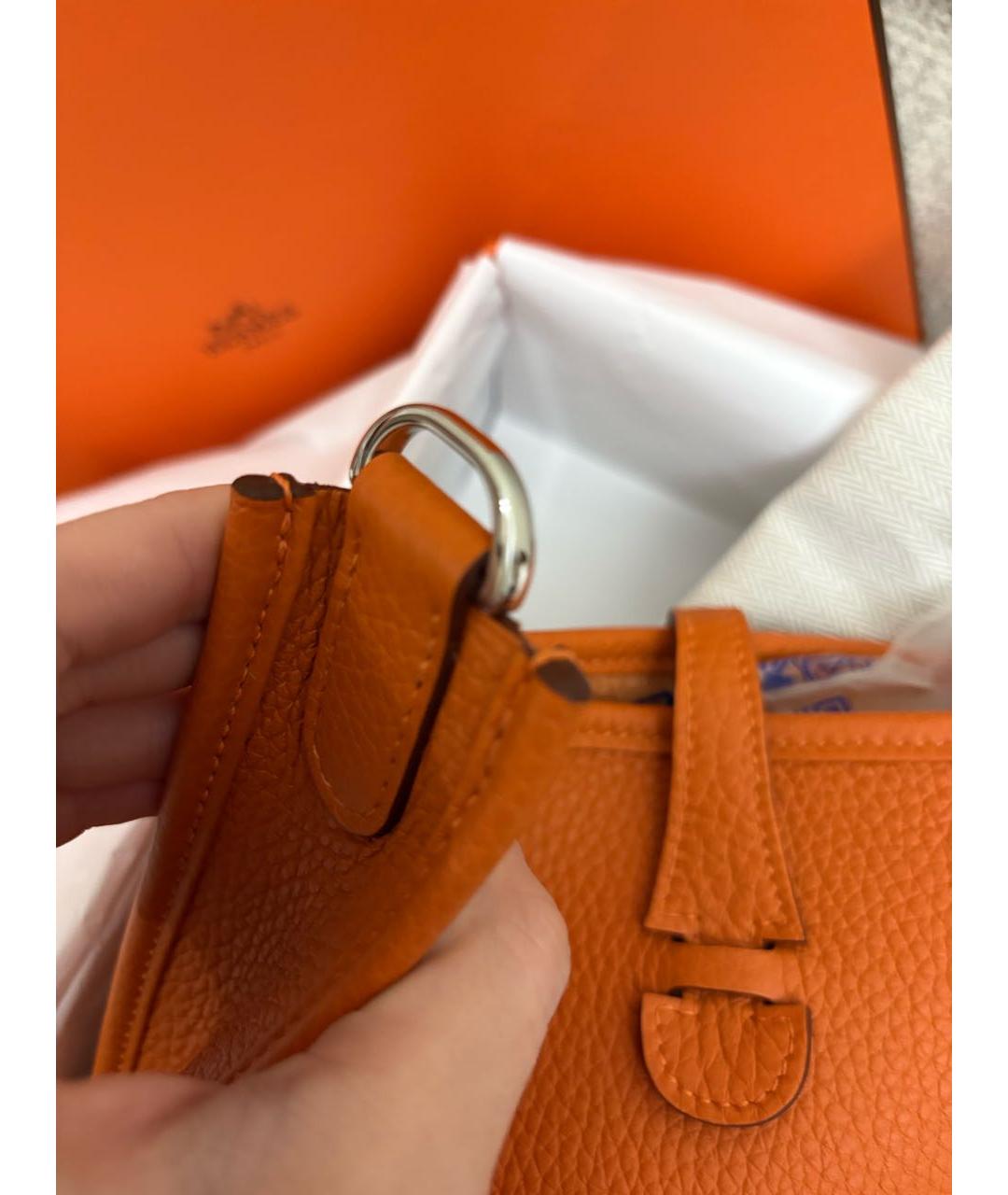 HERMES Оранжевая кожаная сумка через плечо, фото 4
