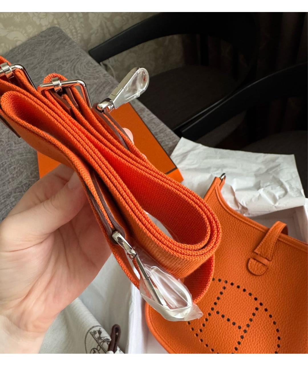 HERMES Оранжевая кожаная сумка через плечо, фото 2