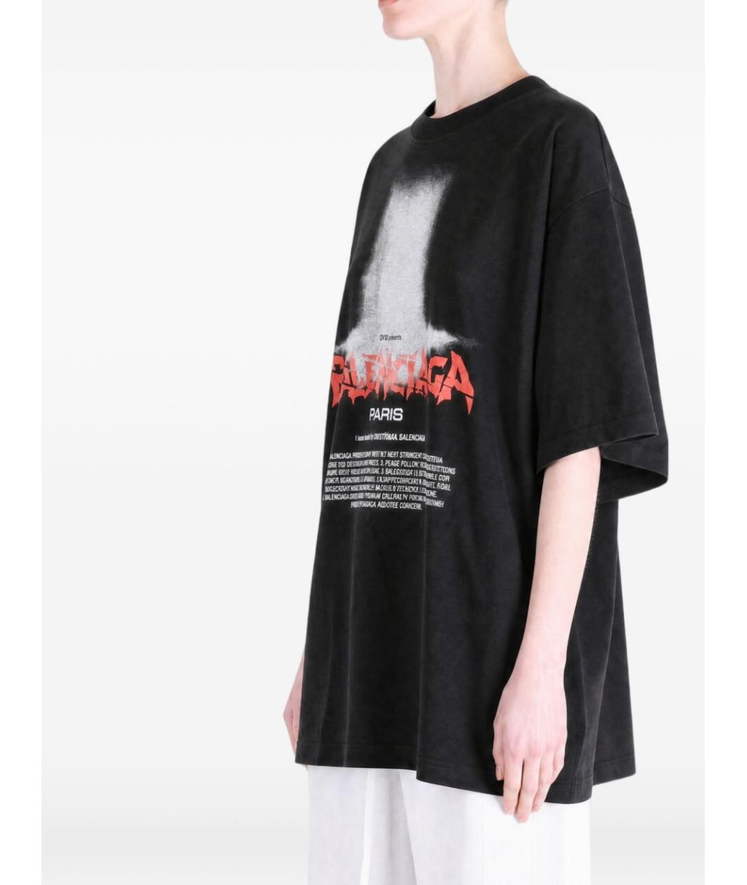 BALENCIAGA Черная хлопковая футболка, фото 2