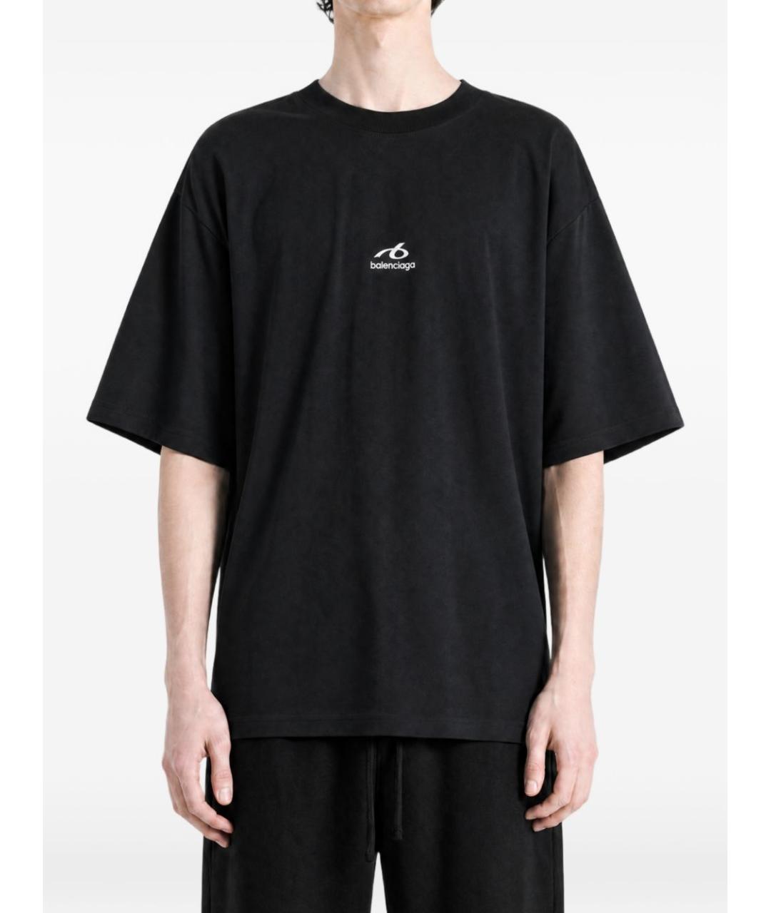 BALENCIAGA Черная хлопковая футболка, фото 3
