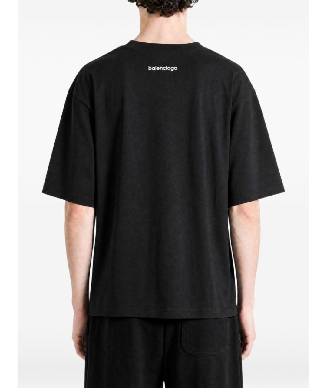 BALENCIAGA Черная хлопковая футболка, фото 2