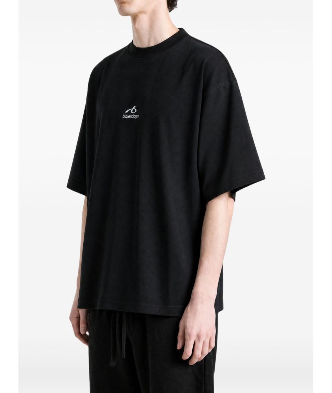 BALENCIAGA Черная хлопковая футболка, фото 4