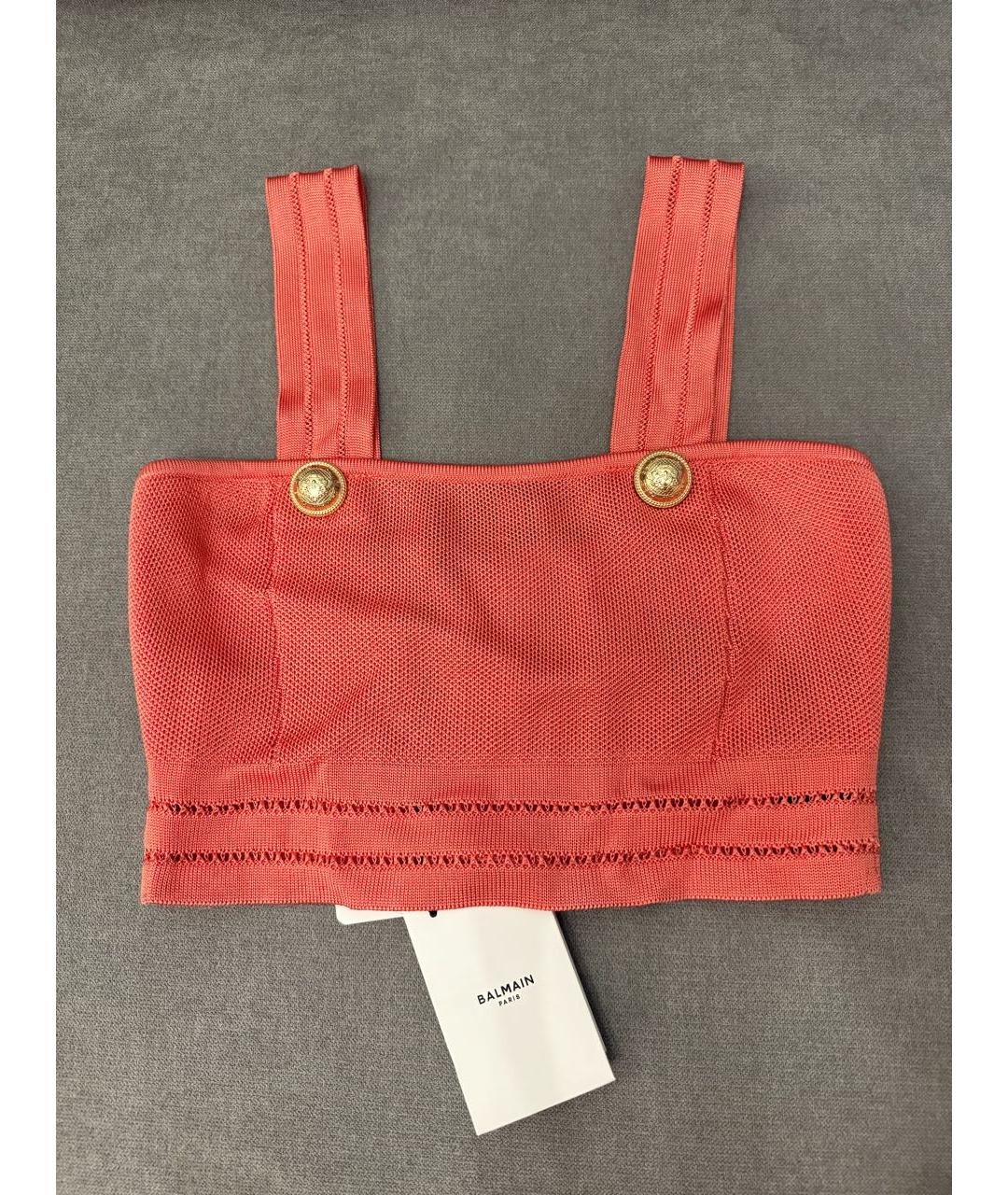 BALMAIN Коралловая вискозная майка, фото 2