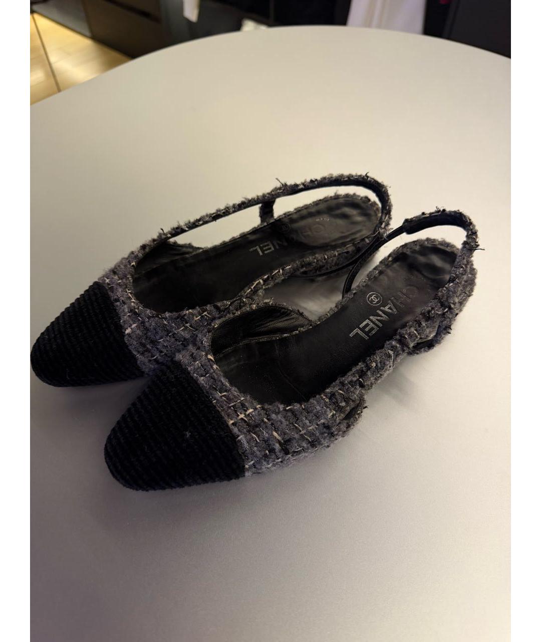 CHANEL Черные текстильные балетки, фото 5