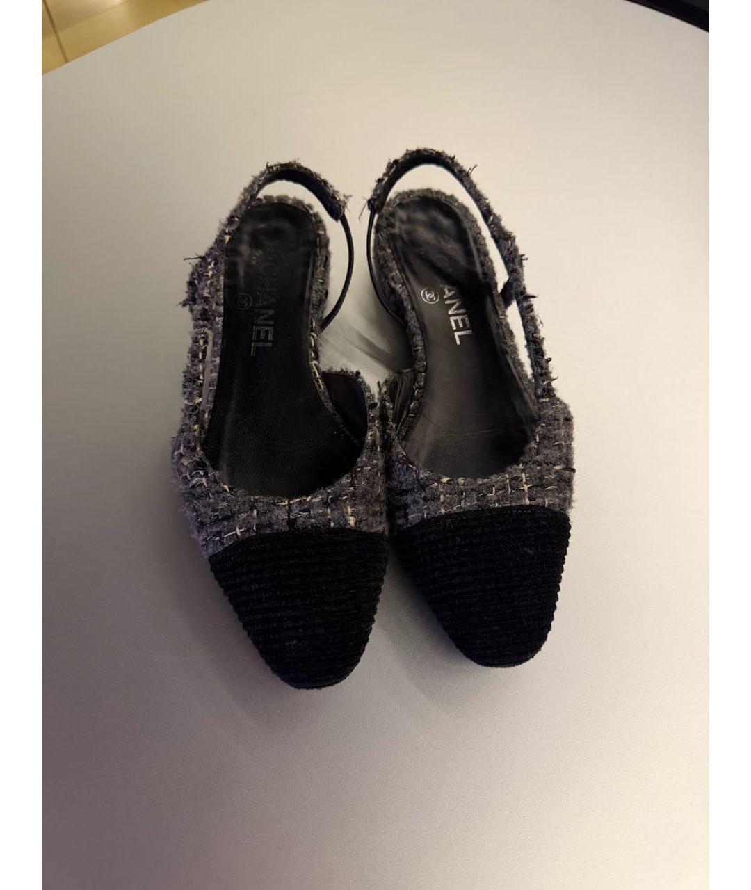 CHANEL Черные текстильные балетки, фото 2