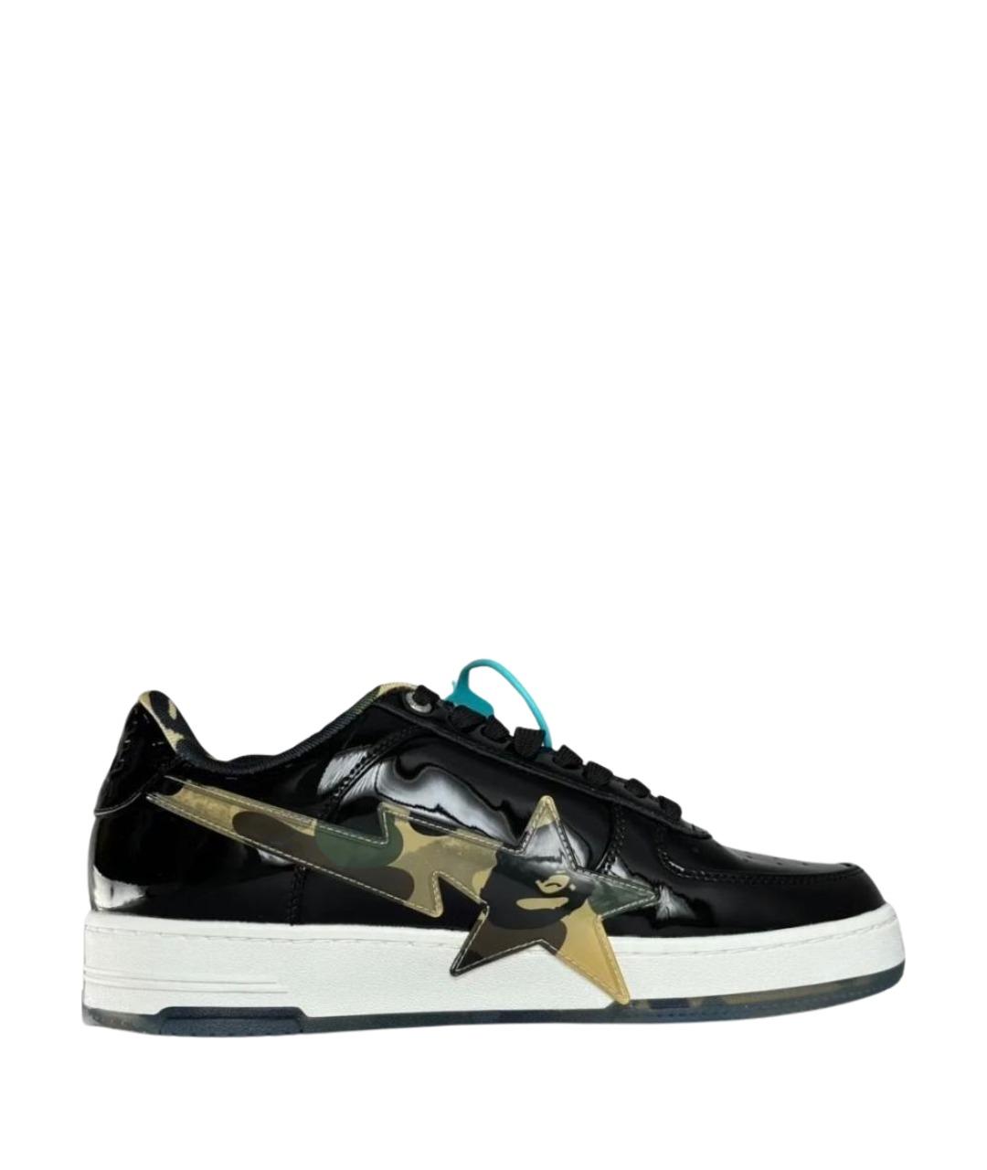 BAPE Черные кожаные низкие кроссовки / кеды, фото 1