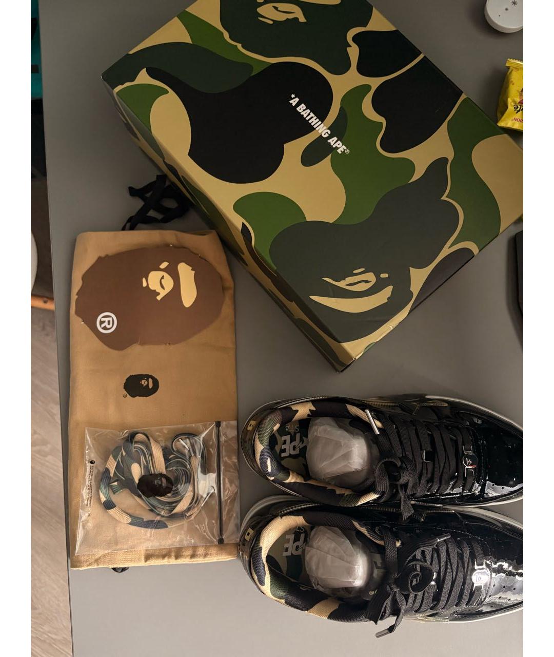 BAPE Черные кожаные низкие кроссовки / кеды, фото 6