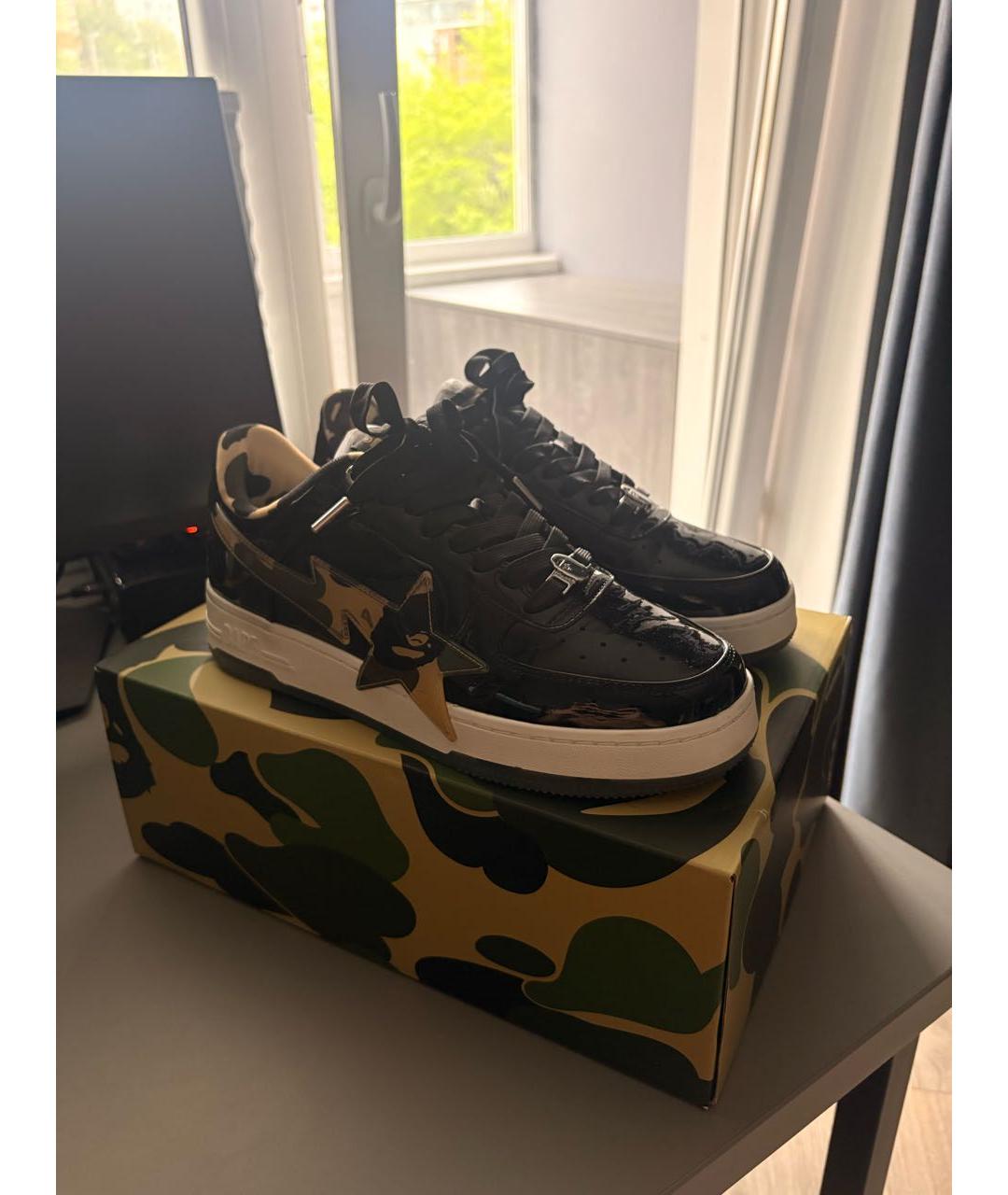 BAPE Черные кожаные низкие кроссовки / кеды, фото 7