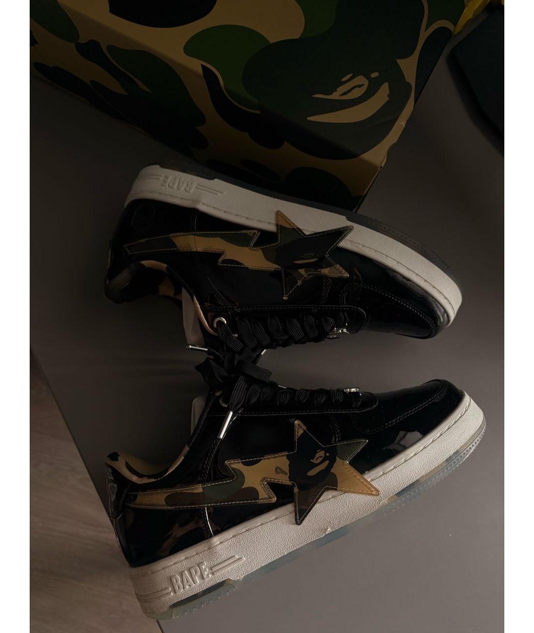 BAPE Черные кожаные низкие кроссовки / кеды, фото 5