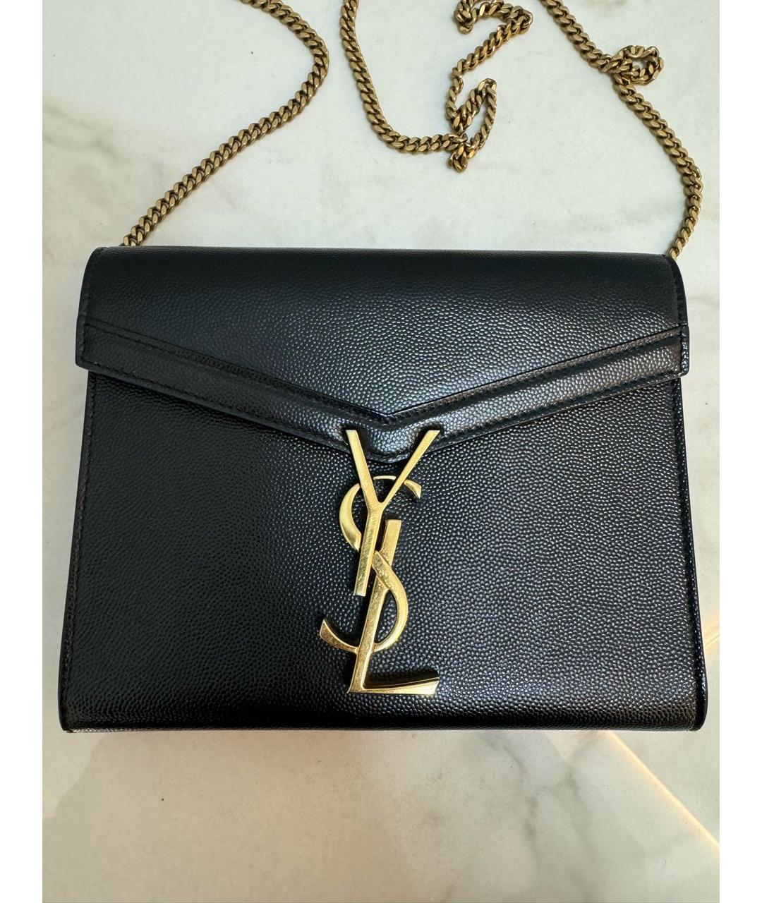 SAINT LAURENT Черная кожаная сумка через плечо, фото 2