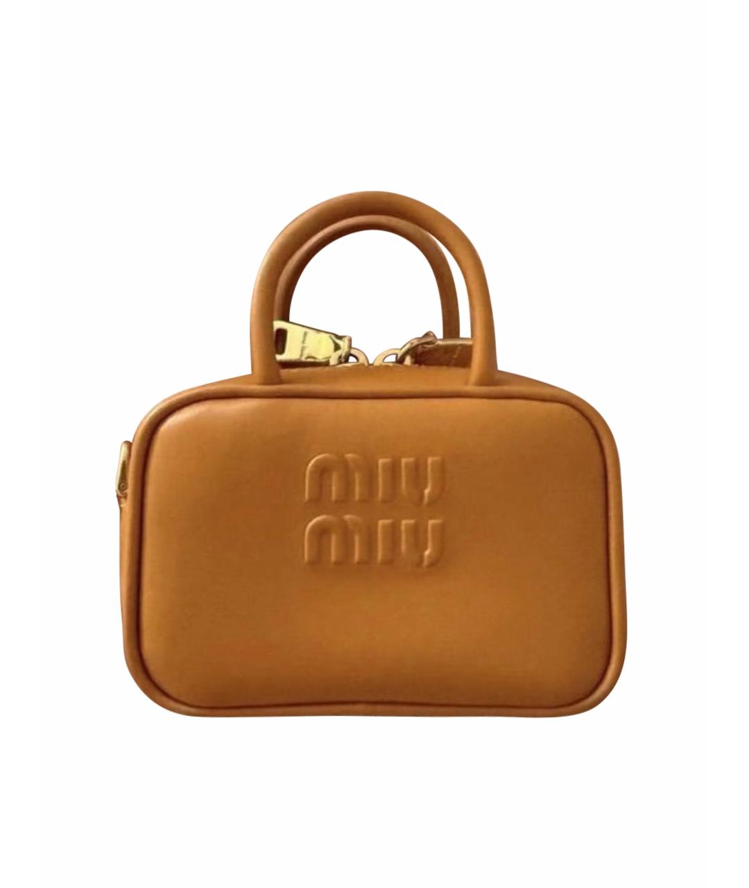MIU MIU Коричневая кожаная сумка с короткими ручками, фото 1