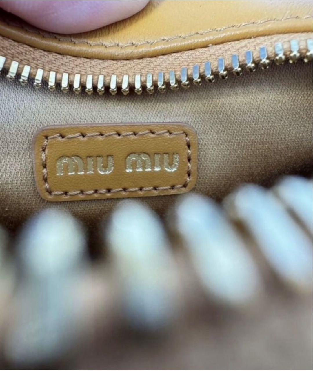 MIU MIU Коричневая кожаная сумка с короткими ручками, фото 7