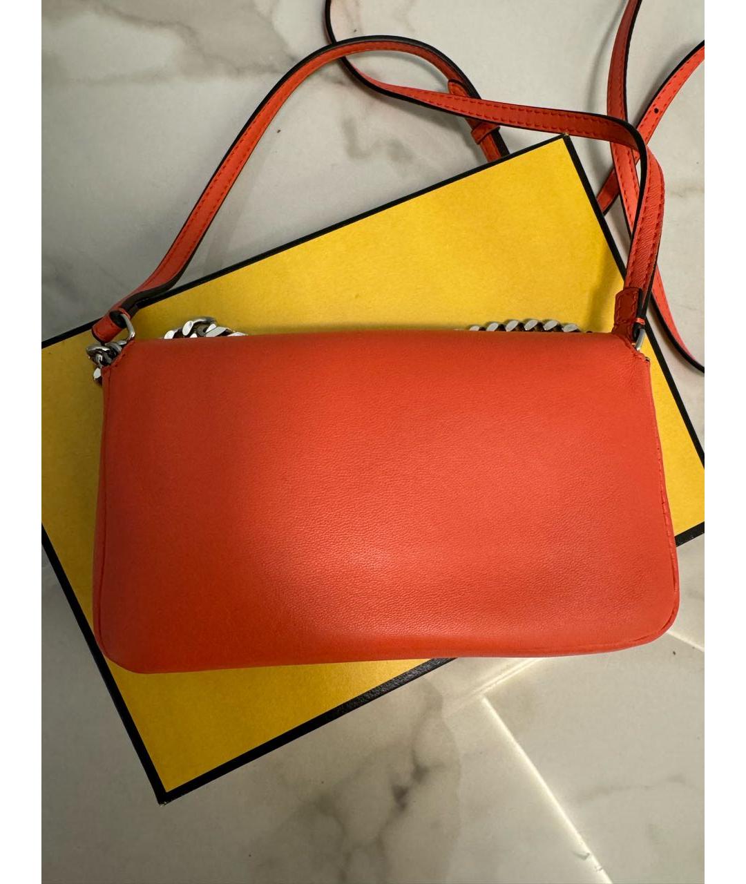 FENDI Оранжевая кожаная сумка через плечо, фото 2