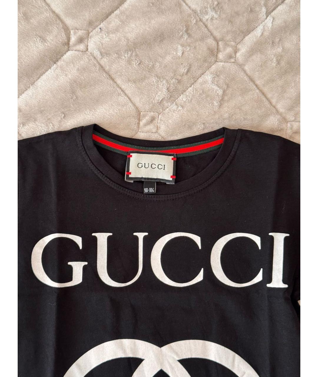 GUCCI Черный хлопковый детская футболка / топ, фото 3