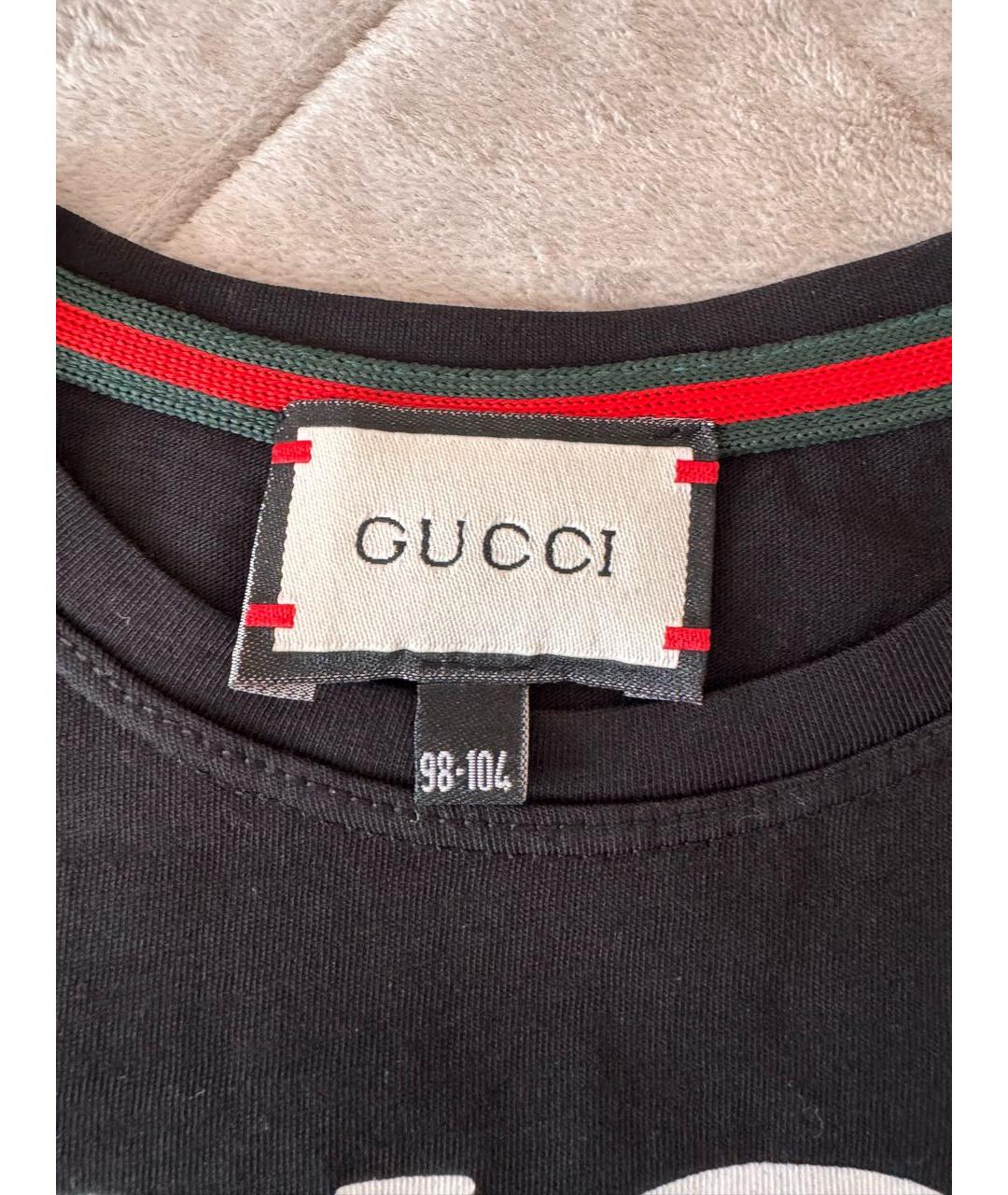 GUCCI Черный хлопковый детская футболка / топ, фото 6