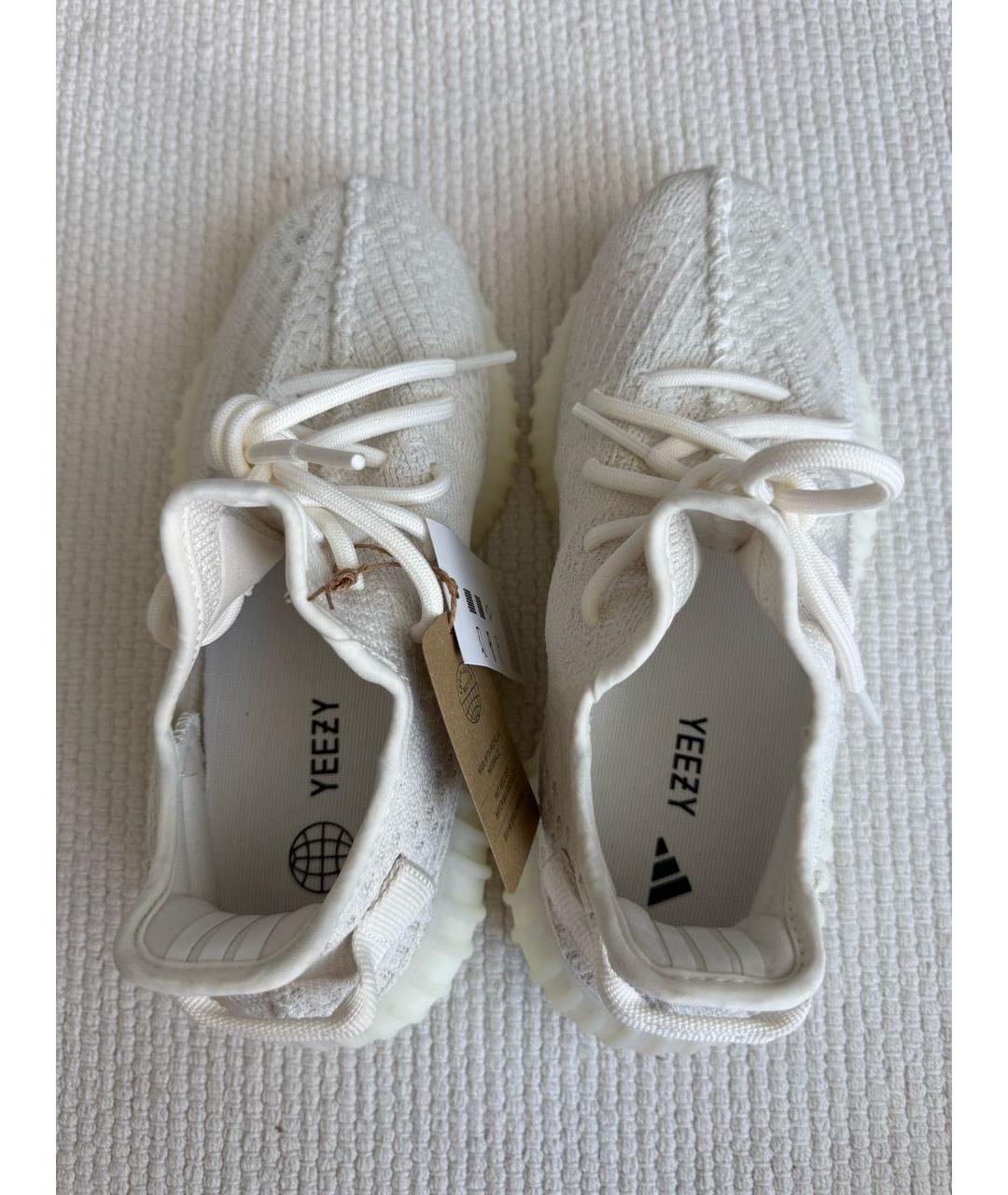 ADIDAS YEEZY Белые текстильные лодочки на низком каблуке, фото 3